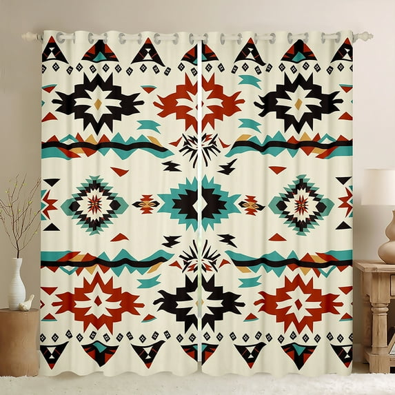 Manfei Tribal Boho Aztec Black Out Curtains for Adult, Hippie Abstract Curtains Pack of 2 (42x63 Each), Soutnwestern Theme Bedroom Curtains, Window Curtains Bedroom Decor