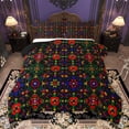 thumbnail image 1 of Manfei Tribal Damask Flower Queen Comforter Set, Red Green Mandala Bedding Sets, Western Bohemian Theme Reversible Bedding Comforter Set, Breathable Home Decor, 3-Piece, 1 of 9
