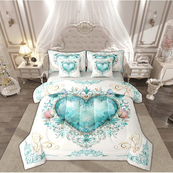 Manfei Tribal Damask Print Twin Bedding Sets 7-Piece, Vintage Rustic Floral Bedding Comforter Set, Bohemian Mandala Style Reversible Sheet Sets, Breathable Home Decor