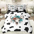 thumbnail image 1 of Manfei Tribal Sheep Skeleton Bedding Comforter Set 7pcs for Kids, Fashion Cow Print King Bedding Sets, Hippie Western Flower Reversible Bed Sheets, Super Cozy Room Decor, 1 of 7