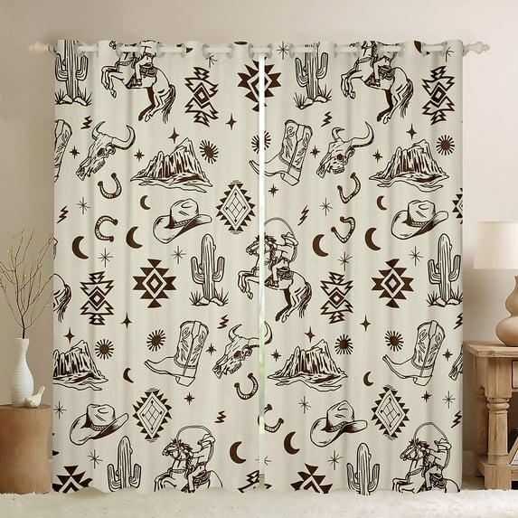 Manfei Tribal Western Curtains for Living Room, Cowboy Cowgirl Blackout Curtains for Bedroom, Aztec Hippie Curtains Pack of 2 (38x45), Window Curtains Bedroom Decor