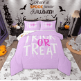 thumbnail image 1 of Manfei Trick or Treat Queen Comforter Set, Plum Cartoon Halloween Style Bedding Sets, Teen Boy Girl Kid Reversible Bedding Comforter Set, Breathable Home Decor, 3pcs, 1 of 9