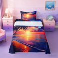 thumbnail image 1 of Manfei Tropical Beach Sunset Twin Sheet Sets for Kids Boys and Girls, Coastal Ocean Print Bedding 3 Pieces, 1 Flat Sheet, 1 Fitted Sheet and 1 Pillowcase, 1 of 6