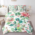 thumbnail image 1 of Manfei Tropical Botanical Flower 7pcs Bedding Comforter Set,Rustic Floral Queen Bedding Sets,Green White Pink Queen Sheet Sets For Girls,Ultra Soft Home Decor Reversible, 1 of 8