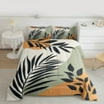 thumbnail image 1 of Manfei Tropical Botanical Leaf Full Size Comforter Sets,Minimalsit Aesthetic Bedding Comforter Set,Green Orange Beige Bedding Sets For Children,Microfiber Bedroom Decor Reversible,3-Piece, 1 of 8