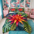 thumbnail image 1 of Manfei Tropical Floral Leaves Queen Comforter Set 3 Pieces,Botanical Plants Comforter Sets Queen,1 Comforter and 2 Pillowcases,Reversible, 1 of 6