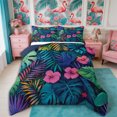 thumbnail image 1 of Manfei Tropical Floral Leaves Queen Comforter Set 3 Pieces,Botanical Plants Comforter Sets Queen,1 Comforter and 2 Pillowcases,Reversible, 1 of 6
