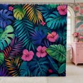thumbnail image 1 of Manfei Tropical Floral Leaves Shower Curtain 72Wx72L,Botanical Plants Bathroom Curtain, 1 of 6