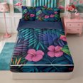 thumbnail image 1 of Manfei Tropical Floral Leaves Zipper Full Size Comforter Sets with Fitted Sheet and 2 Pillowcases,Botanical Plants Zipper Bedding Set,Reversible, 1 of 7