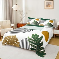 Manfei Tropical Monstera Leaf Twin Sheet Sets,Modern Geometric Aesthetic Twin Fitted Sheet,Black Stripes Lines Flat Sheet For Men Women,Microfiber Bedroom Decor,3 Pieces