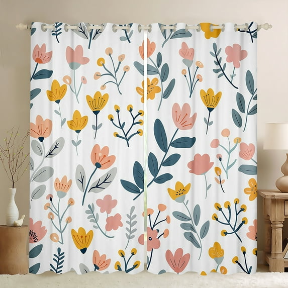 Manfei Tropical Plant Leaves Black Out Curtains,Natural Botanical Flower Curtains Pack of 2 (42x63 Each),Colorful Floral Bedroom Curtains For Adults,Microfiber Bedroom Decor