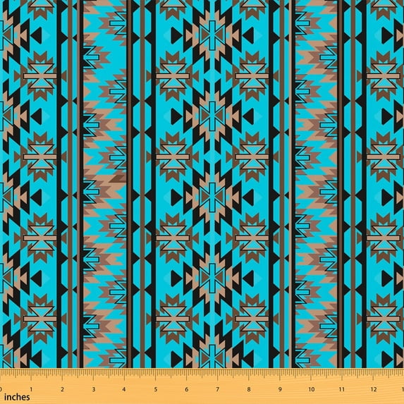 Text Tile Material Manfei Turquoise Aztec Fabric by the Yard 1 Yard, Tribal Stripe Home ...