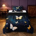 thumbnail image 1 of Manfei Twinkling Butterfly Printed Twin Comforter Sets,Cosmic Swirl Print Bedding Set,Blue Gold,Black Reversible,2-Piece,1 Comforter and 1 Pillowcase, 1 of 7