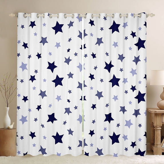 Manfei Twinkling Stars Print Blackout Curtains,Cute Cartoon Themed Window Curtains Pack of 2 (38x45 Each),Purple White