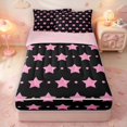 thumbnail image 1 of Manfei Twinkling Stars Print Polka Dot Zipper Full Size Comforter Sets with Fitted Sheet and 2 Pillowcases,Cute Cartoon Themed Zipper Bedding Set,Black Pink,Pink Reversible,4pcs, 1 of 8