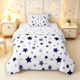 thumbnail image 1 of Manfei Twinkling Stars Print Twin Comforter Sets,Cute Cartoon Themed Bedding Set,Purple White,Colorful Stars Reversible,2 Pieces,1 Comforter and 1 Pillowcase, 1 of 7