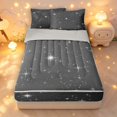 thumbnail image 1 of Manfei Twinkling Stars Print Zipper Queen Comforter Set with Fitted Sheet and 2 Pillowcases,Galaxy Theme Zipper Bedding Set,Gray White,Light Gray Reversible,4pcs, 1 of 8