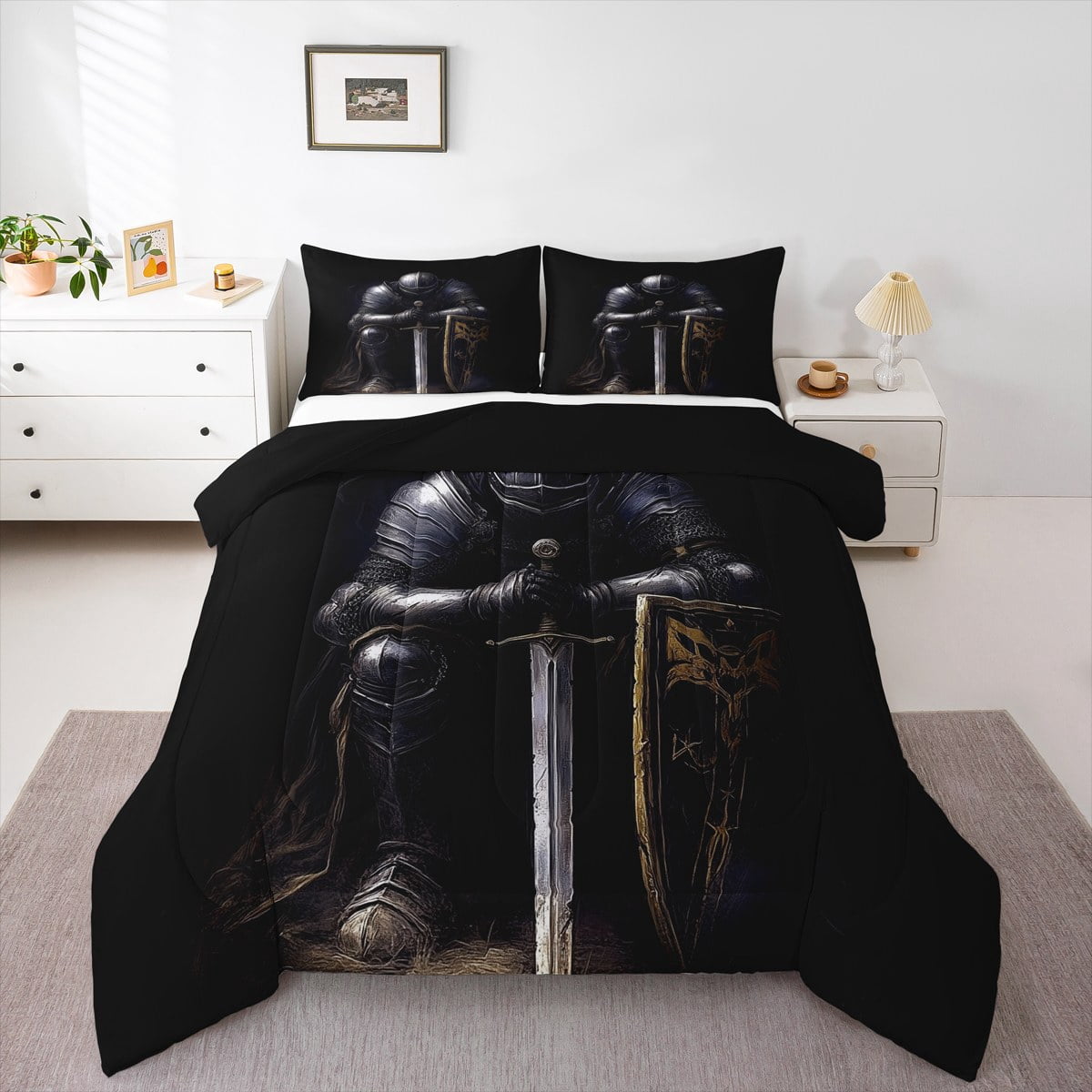 Manfei UK Knight Comforter Sets Twin Size, Ancient Warrior Comforters ...