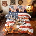 thumbnail image 1 of Manfei USA Flag Deer Full Size Bedding Sets, Fall Maple Full Size Bed in a Bag, Red Brown White, Navy Reversible 7 Pieces, 1 of 6