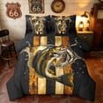 thumbnail image 1 of Manfei USA Flag Fish Full Size Bedding Sets, Rustic Farmhouse Full Size Bed in a Bag, Gold Black Brown, Black Reversible 7 Pieces, 1 of 6