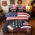 thumbnail image 1 of Manfei USA Flag Football Queen Bedding, Patriotic American Flag Bedding Comforter Set Queen, Red White Navy, Black Reversible 7-Piece, 1 of 6