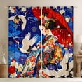 thumbnail image 1 of Manfei Ukiyo-e Geisha Black Out Curtains for Teens, Crane Umbrella Curtains Pack of 2 (42x63 Each), Blue Red White, 1 of 6