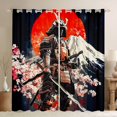 thumbnail image 1 of Manfei Ukiyo-e Samurai Armor Black Out Curtains for Boys Men, Fuji Sakura Curtains Pack of 2 (42x63 Each), Black Red White, 1 of 6