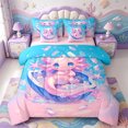 thumbnail image 1 of Manfei Underwater Axolotl 7pcs Queen Bedding,Aquatic Amphibian Print Bedding Comforter Set Queen,Pink Reversible, 1 of 7