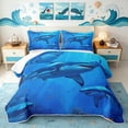 Manfei Underwater Shark Quilt King, Marine Coral King Coverlet Set ...