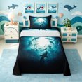thumbnail image 1 of Manfei Underwater Shark Twin Sheets, Deep Ocean Animal Bedding, Teal Blue, 3-Piece, 1 Flat Sheet, 1 Fitted Sheet and 1 Pillowcase, 1 of 6
