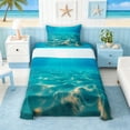 thumbnail image 1 of Manfei Underwater Wave Twin Sheet Sets for Kids Boys and Girls, Coastal Ocean Print Bedding 3 Pieces, 1 Flat Sheet, 1 Fitted Sheet and 1 Pillowcase, 1 of 6