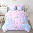 thumbnail image 1 of Manfei Unicorn 7-Piece Twin Bedding Sets,Cartoon Animal Bedding Comforter Set,Pink Blue Ombre Sheet Sets For Girls,Ultra Soft Home Decor Reversible, 1 of 8