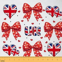 Manfei Union Jack Fabric by the Yard (1 Yard), Kawaii Red Bowtie Decorative Fabric by the Yard, Cute Hearts Sewing & Crafting Fabric, Luxury Living Room Decor