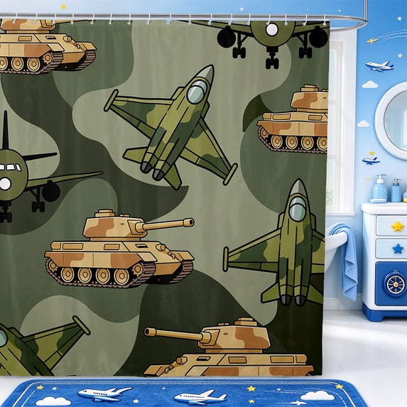 Manfei Unique Camouflage Shower Curtain 72Wx78L,Fighter Plane Bath ...