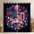 thumbnail image 1 of Manfei Usa Flag 250 Print Blackout Curtains Set of 2 (52x84 Each),Bow Flower Curtain,Red White Navy, 1 of 7