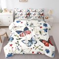 thumbnail image 1 of Manfei Usa Flag Butterfly 7-Piece Twin Bedding,Cartoon Floral Stars Bedding Comforter Set,Red White,Light Gray Reversible, 1 of 7