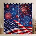 thumbnail image 1 of Manfei Usa Flag Kitchen Curtains,Festival Fireworks Stars Black Out Curtains Pack of 2 (42x63 Each), 1 of 7