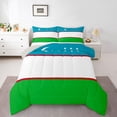 thumbnail image 1 of Manfei Uzbekistan Flag Queen Comforter Set,White Green Red Comforter Sets Queen,Light Gray Reversible,3-Piece,1 Comforter and 2 Pillowcases, 1 of 7