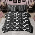 thumbnail image 1 of Manfei Valentine's Day 7 Pieces Bedding Comforter Set for Women Female Men,Black White Love Heart Print Full Bedding Set Lightweight,Graffiti Splash Fitted Sheet Flat Sheet, 1 of 8