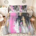 thumbnail image 1 of Manfei Vibrant Abstract Brushstroke Full Size Bedding Sets, Pink Black Gold Ombre Full Size Bed in a Bag, Gray Reversible 7pcs, 1 of 6
