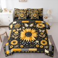 thumbnail image 1 of Manfei Vibrant Sunflower Comforter Set 7pcs for Kids, Black Gold Queen Bedding Sets, Rustic Butterfly Animal Reversible Bedroom Decor, 1 of 7
