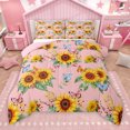 thumbnail image 1 of Manfei Vibrant Sunflower Child Queen Comforter Set, Rustic Plant Botanical Bedding Sets, Cartoon Butterfly Reversible Bedding Comforter Set, Luxury Bedroom Decor, 3-Piece, 1 of 9