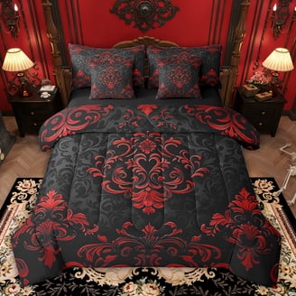 Damask Bedding Sets in Black Blue Red and More Home Comforts