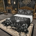 thumbnail image 1 of Manfei Victorian Damask Bed Sheets Set Twin Size, Vintage Baroque Floral Bedding Sets Twin Size, Black Gray Top Sheet, Breathable Bedroom Decor, 3-Piece, 1 of 7