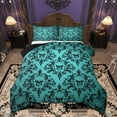thumbnail image 1 of Manfei Victorian Damask Queen Comforter Set, Black Cyan Bohemian Bedding Sets, Halloween Sugar Skull Bedding Comforter Set, Luxury Bedroom Decor, 3-Piece Reversible, 1 of 8