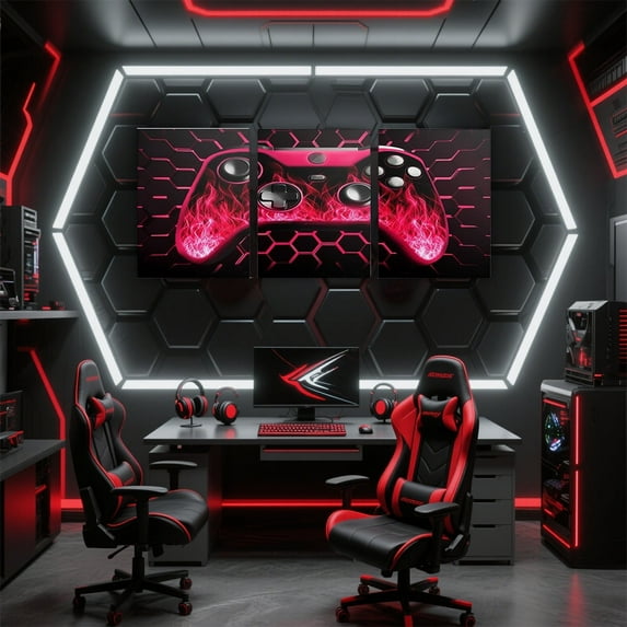 Manfei 3-Piece Video Game Wall Decor for Kids Teens Boys