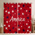 thumbnail image 1 of Manfei Vintage America Print Kitchen Curtains, Glitter Stars Black Out Curtains Pack of 2 (42x63 Each), Red White Blue, 1 of 6