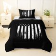 thumbnail image 1 of Manfei Vintage American Flag Twin Comforter Sets,White Black Bedding Set,Black Reversible,2-Piece,1 Comforter and 1 Pillowcase, 1 of 7