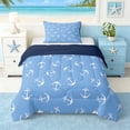 thumbnail image 1 of Manfei Vintage Anchor Twin Comforter Sets for Kids Boys and Girls, Blue WhiteNautical Theme Bedding Set, Navy Reversible 2pcs, 1 Comforter and 1 Pillowcase, 1 of 6