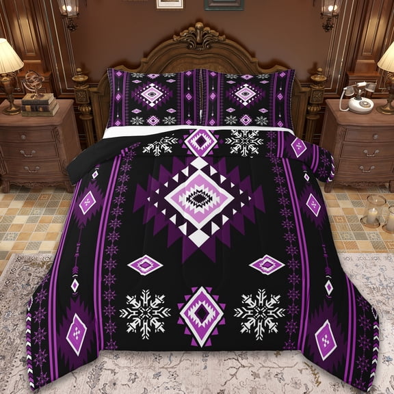 Manfei Vintage Aztec Bedding Comforter Set,Pink Geometric Pattern Twin Comforter Sets,Boho Theme Bedding Set,Super Cozy Room Decor Reversible,2-Piece